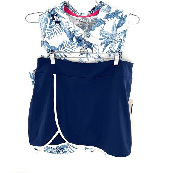 Tommy Baham Active tennis golf women’s palm leaves top and skort set. SPF 50 - Picture 2 of 13